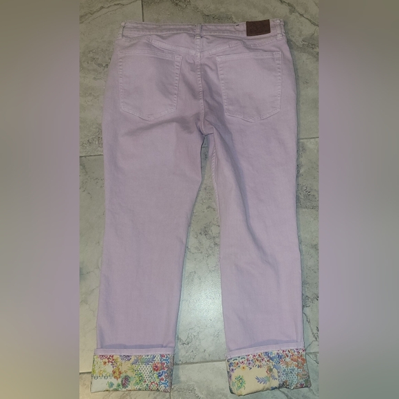 Johnny Was Reina Cuffed Boyfriend Jeans Sz 30 Orchid Color Floral
